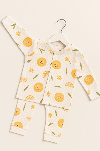 Pamira Bebek Alt Üst Pamuklu Limon Desenli İkili Takım