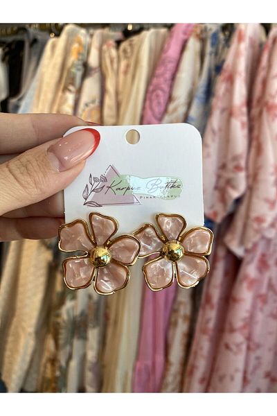 karpuzbutiks Gold Flower Vip Colorful Earrings 2