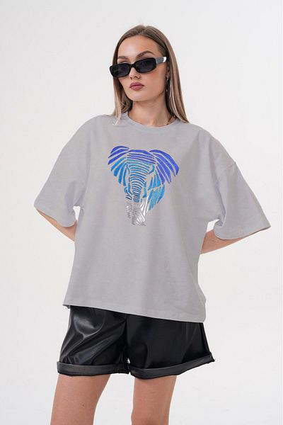 JANSO GROUP -Women's Cotton Printed 01027 Short Sleeve Tshirt Oversize Large Size