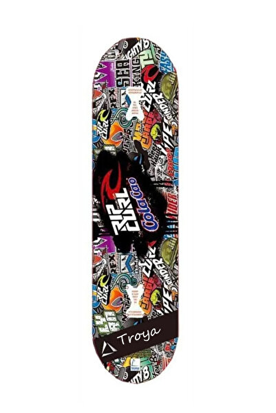 TROYA TR-132 Rip Curl Yazı Desenli Tahta Kaykay