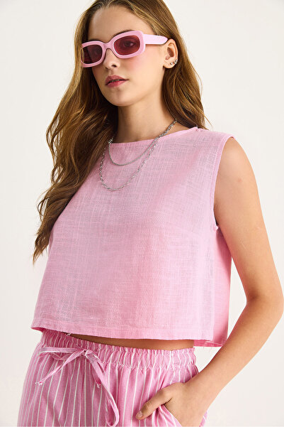 Bianco Lucci Women's Sleeveless Linen Blouse 3419-1 60282023