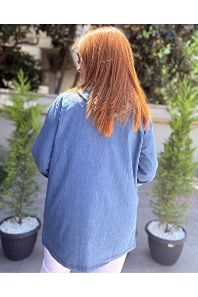 DenizEge Cămașă din denim 100% bumbac cu glugă Albastru închis