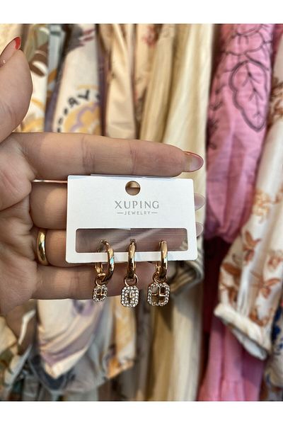 karpuzbutiks Xuping Gold 3-Piece Steel Earring Set 1