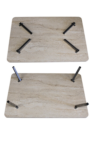 dorpek Siny Katlanir Ayakli Yer Sofrasi Dikdörtgen Hamur Açma Sunum Masası 60x90cm Traverten