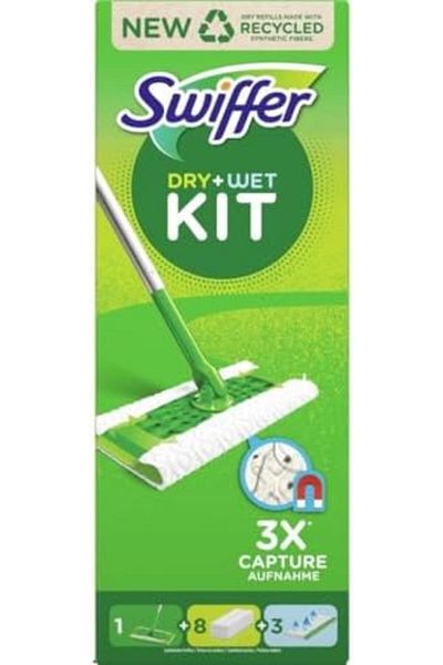 Swiffer - Starter Kit For Cleaning Floors With 1 Mop, 8 Refills For Dry And 3 Wet Wipes - 1 Piece