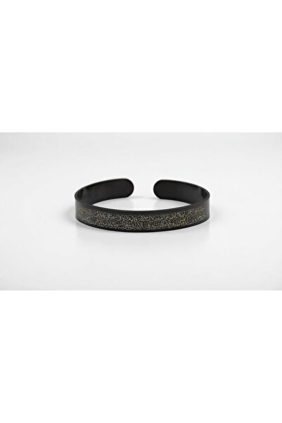 AYDESİA Women Men Black Ayetel Kursi Nali Sheriff Written Steel Bracelet Titanium Plated Healing and Protection