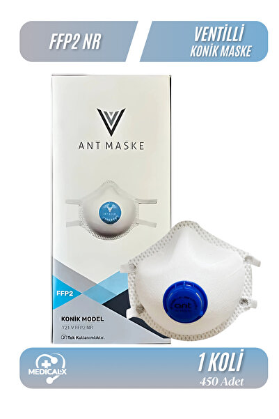 Medicalx Beyaz Ventilli Ffp2 Nr Toz Iş Güvenlik Sanayi Boya Konik Maske - 1 K...