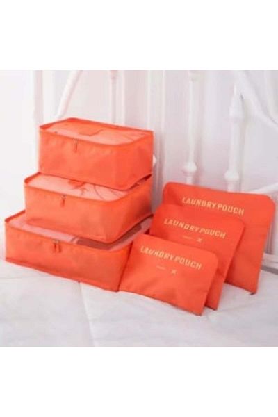 BellFyd Set 6 Pieces Travel Organizer Bags, Waterproof - Orange