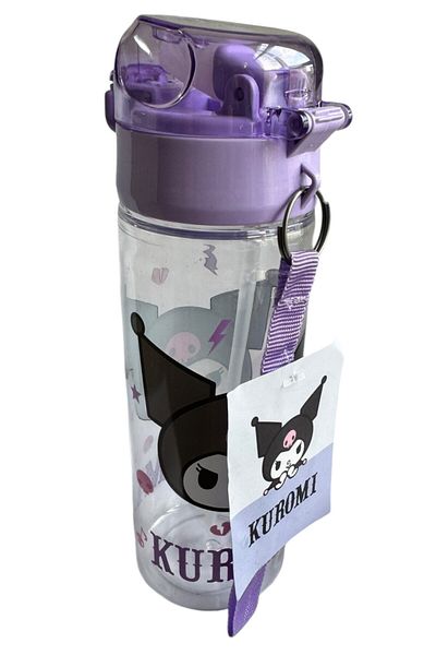 Polin Kuromi Licensed Water Bottle with Straw, 500ml, Purple