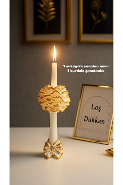 Zeren Home Şamdanlık(Dahil) Gold Şakayıklı Zarif Şamdan Mumu 1 ADET-Pinterest...