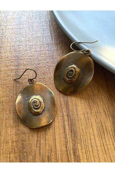 dela otantik Handmade Big Size Bronze Color Authentic Dangle Earrings - Bohemian Ethnic Vintage Metal Bijoux Jewelry