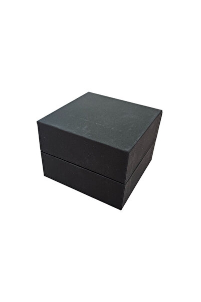 ÖZER KUTU Cilt Bezi Menteşeli Aparatlı Saat Kutusu (Siyah)