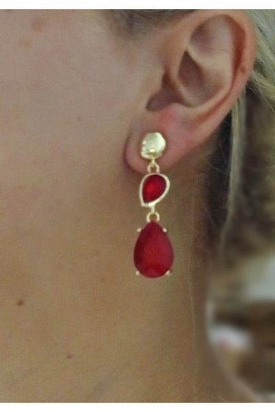 mos&more Red Stone Gold Earrings