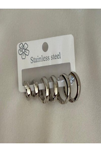 VioletTR Çelik Silver 6'lı Küpe