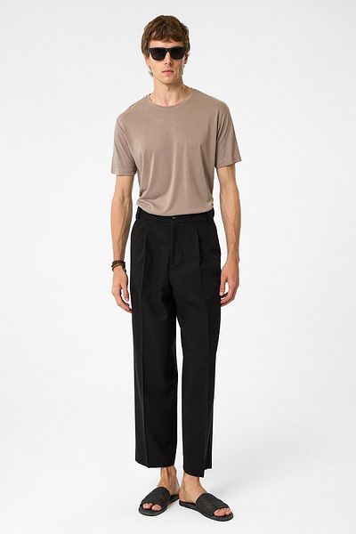 Antioch Black High Waist Pleated Relax Fit Men's Trousers
