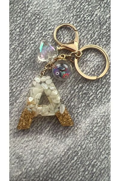 demirosa Letter a Natural Citrine Money Stone Keychain or Bag Accessory