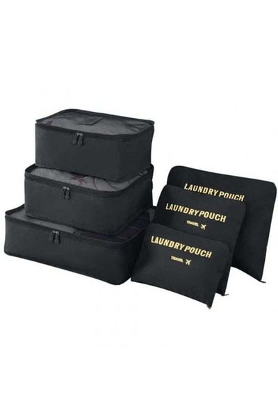 BellFyd Set 6-Piece Travel Organizer Bags, Water-Resistant - Black
