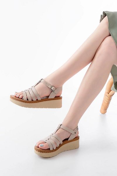 TB Terzi Bey 730-142 Beige Genuine Leather Orthopedic Sole Women's Sandals