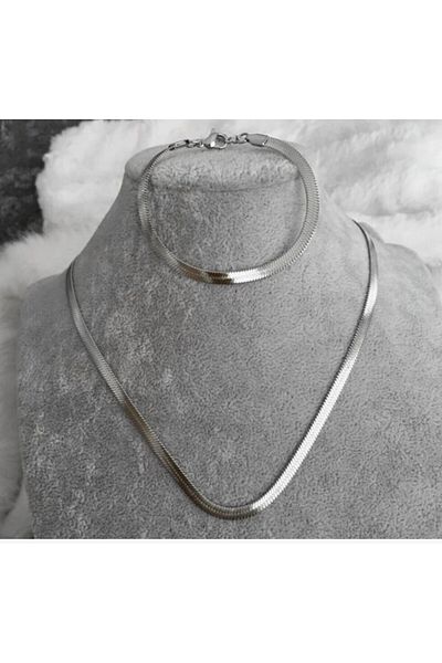 demirosa Crushed Italian Chain Necklace and Bracelet