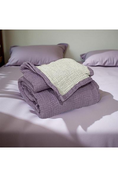 Tasarım Hb&Victory Muslin Double 4 Layer Lilac Color Bedspread 230X240 Cm.
