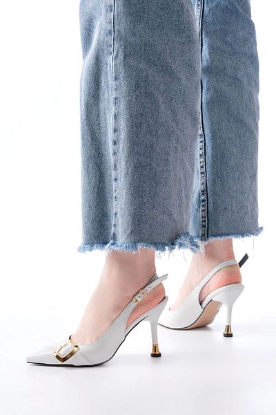 TB Terzi Bey İnf-1151 White Daily Open Back Heeled Shoes