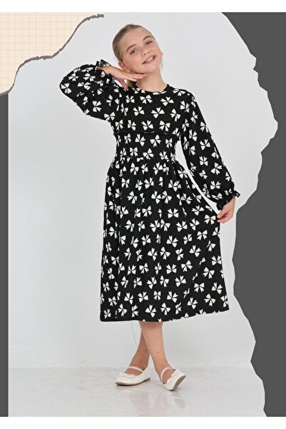 junior baby kids Дългоръкава рокля с панделки за момичета