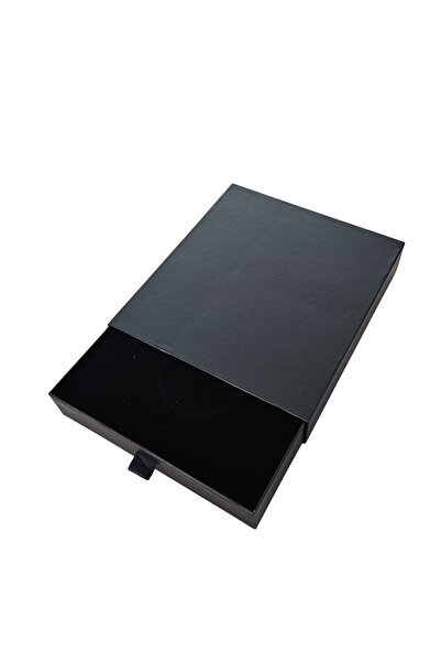 ÖZER KUTU Siyah Çekmeceli Mega Kolye&set Karton Kutusu (20X22 CM) (İÇİ SÜNGERLİ)