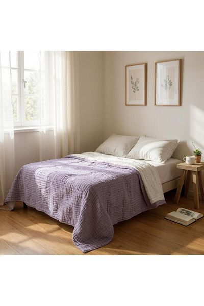 Tasarım Hb&Victory Muslin Double 4 Layer Lilac Color Bedspread 230X240 Cm.