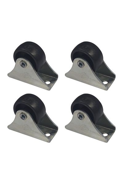 flores Set of 4 wheels for cot, black, wheel 28 x 13 mm, support 42 x 20 mm