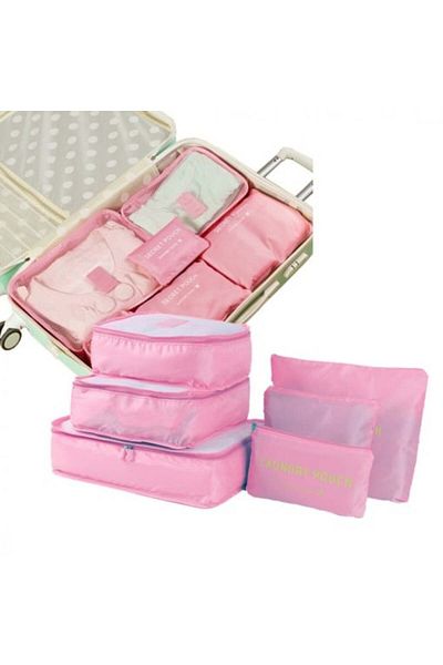 BellFyd Set 6 Pieces Travel Organizer for Luggage, Water Resistant - Pink