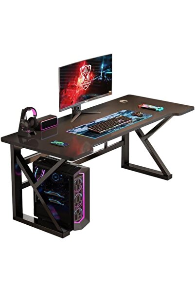AGD Gaming Desk Black Carbon Fiber Surface Modern Computer Desk for Home Office & Bedroom