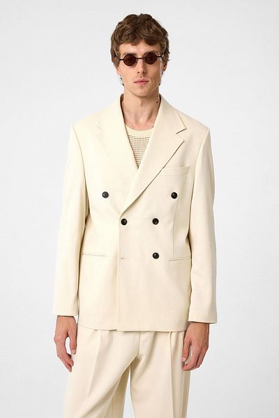 Antioch Ecru Relax Fit Double Breasted Men's Blazer Jacket