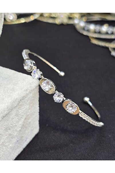 Vipfoni سوار نسائي من حجر الزركون البيضاوي من الفولاذ