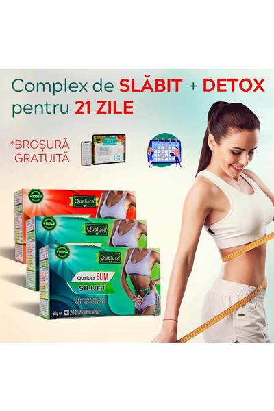 Qualuca Complex de Slabit - 21 zile | Ceai Siluet(2) + Detox(1) | Set 3 cutii | 60 plicuri