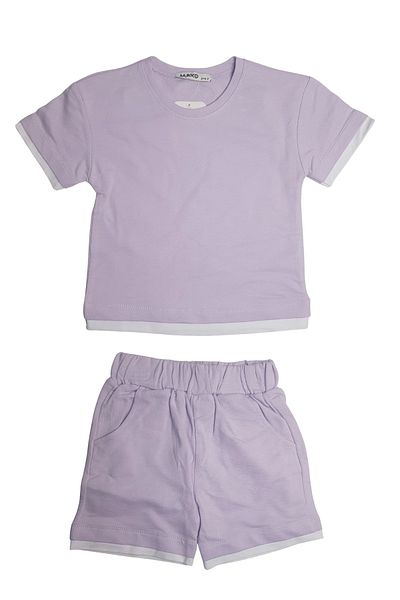 MK Mukko Kids Girls/Boys Seasonal Two Thread Lilac Basic Shorts T-Shirt Bottom Top Set