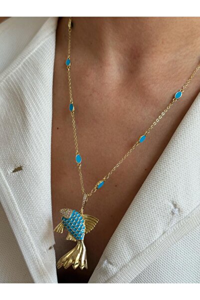 Bo Takı ve Aksesuar قلادة سلسلة ملونة على شكل سمكة