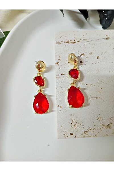 mos&more Red Stone Gold Earrings
