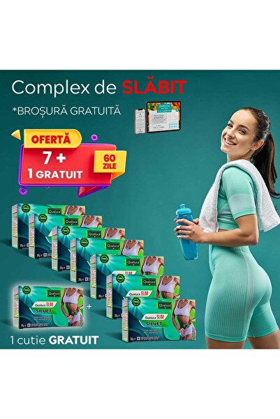 Qualuca Complex de Slabit - 60 zile | Ceai Siluet (7 + 1) cutii | Set 8 cutii...
