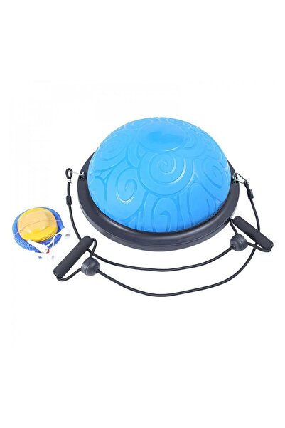 N2Y كرة يوغا نصف متوازنة مع أشرطة مقاومة ومضخة، 58 سم - أزرق
