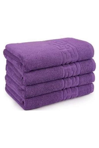 Kotonia Home Greek Border Jacquard Bath Towel, Cotton, 500g/sqm Purple, 50x90 Cm