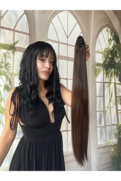 Suzan Peruk Gerçek saç dokusunda At kuyruğu Postiş Mandallı Tokalı Saç eklentisi