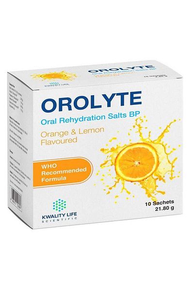 Kwality Life Scientific Orolyte ORS Orange And Lemon Flavor 10 sachets (21.8gm)