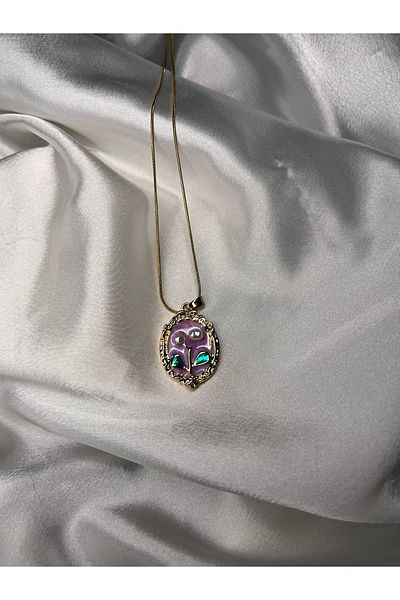 HİNESSA Oval Stainless Steel Pinterest Pearl Necklace