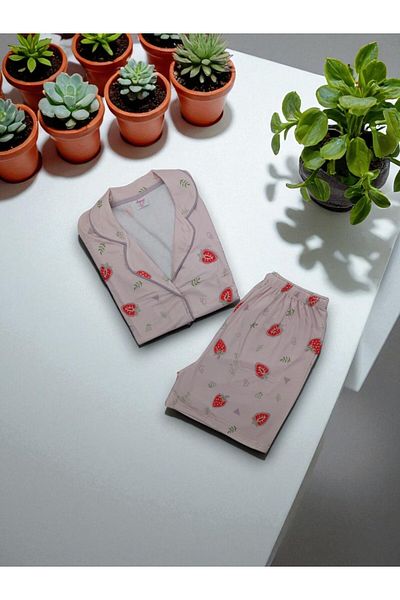 BEYAZTOPTAN 100% Ultra Soft Women's Cool Touch Combed Single Jersey 2-Piece Full Button Shorts Suit New Season
