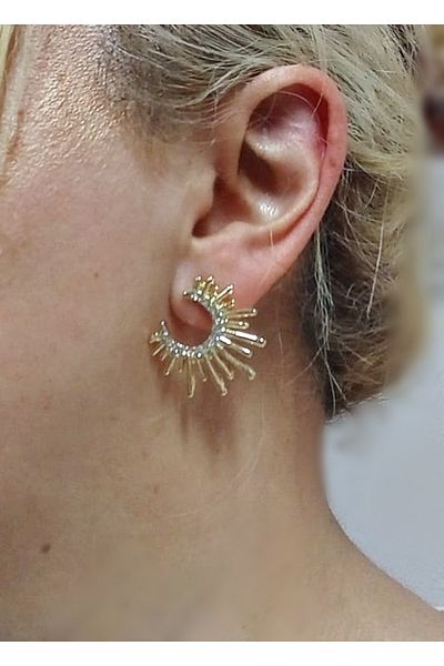 mos&more Gold Stone Sun Women's Earrings