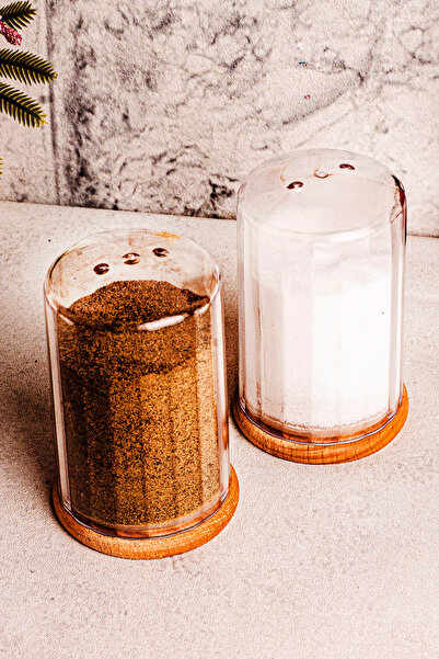 Snippy Salty - Set of 2 Wooden Vacuum Plastic Salt Shakers with Lids