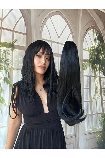 Suzan Peruk Gerçek saç dokusunda At kuyruğu Postiş Mandallı Tokalı Saç eklentisi