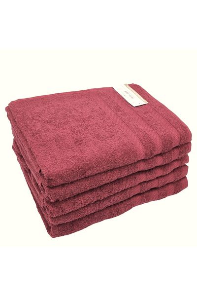 Kotonia Home Tess Jacquard Cotton Bath Towel, 400g/sqm, plum purple, 70x130 cm