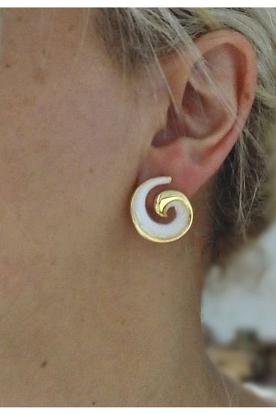 mos&more White Gold Spiral Women's Earrings