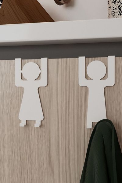 Grandmix Door Back Hanger with Female and Male Figures Metal Leg Hanger Set of 2 6 X 11 cm